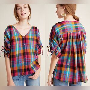 Maeve Colorful Plaid Button Down Shirt